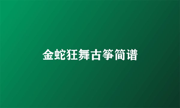 金蛇狂舞古筝简谱