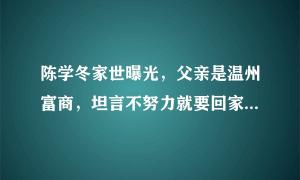 陈学冬家世曝光,父亲是温州富商,坦言不努力就要回家继承家产