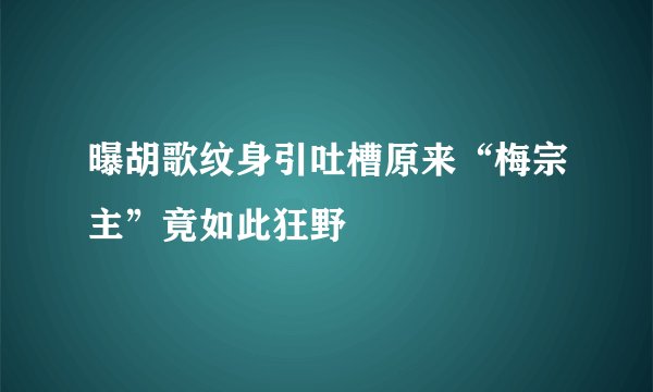 曝胡歌纹身引吐槽原来“梅宗主”竟如此狂野