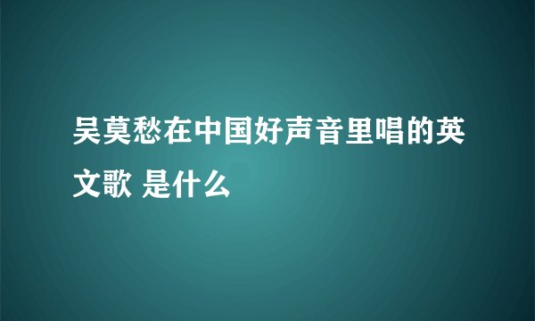吴莫愁在中国好声音里唱的英文歌 是什么