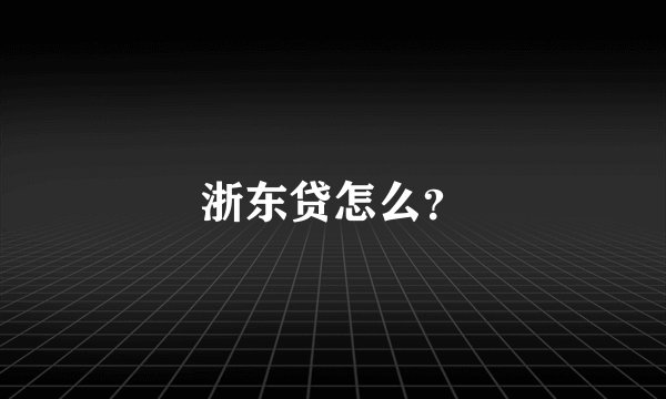 浙东贷怎么？
