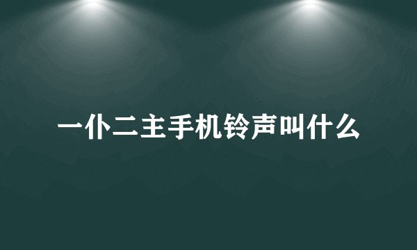 一仆二主手机铃声叫什么