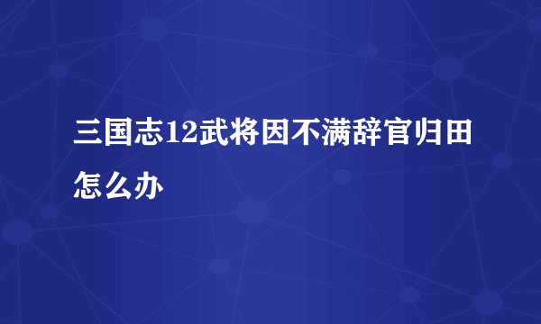 三国志12武将因不满辞官归田怎么办