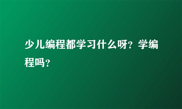 少儿编程都学习什么呀?学编程吗?