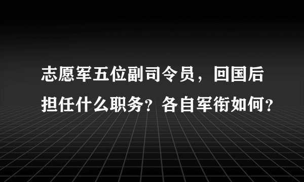 志愿军五位副司令员，回国后担任什么职务？各自军衔如何？