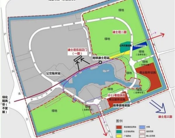 上海迪士尼乐园共有几个出入口,都分别在什么路上?