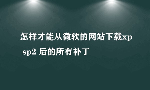 怎样才能从微软的网站下载xp sp2 后的所有补丁
