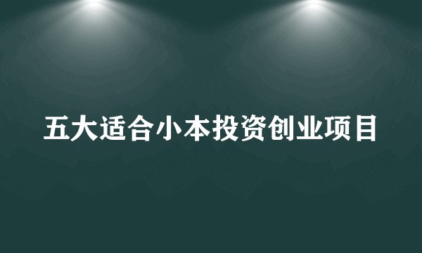 五大适合小本投资创业项目