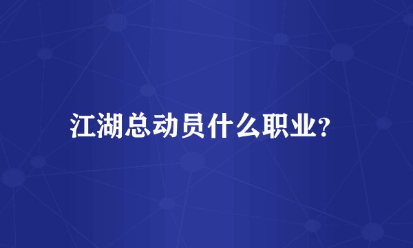江湖总动员什么职业？