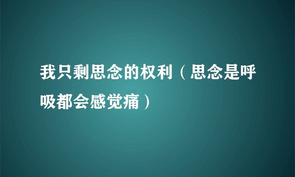 我只剩思念的权利（思念是呼吸都会感觉痛）