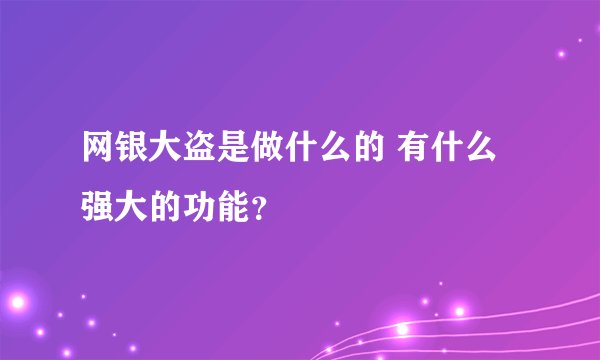 网银大盗是做什么的 有什么强大的功能？