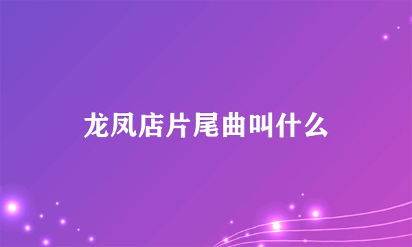 龙凤店片尾曲叫什么