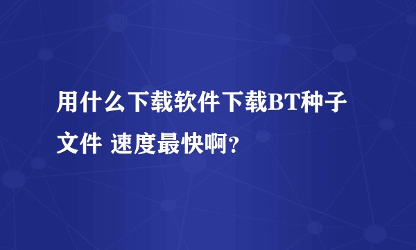 用什么下载软件下载BT种子文件 速度最快啊？