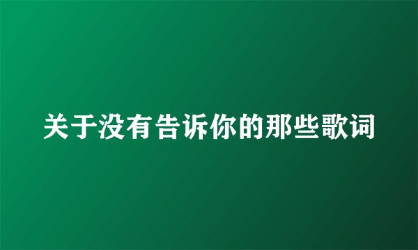 关于没有告诉你的那些歌词
