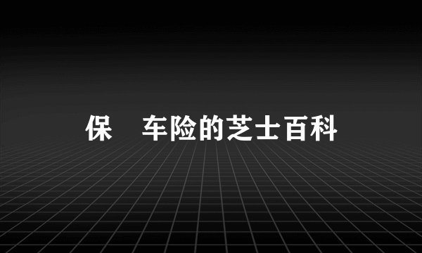 保骉车险的芝士百科