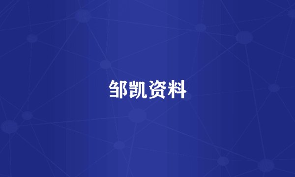 邹凯资料