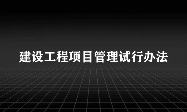建设工程项目管理试行办法