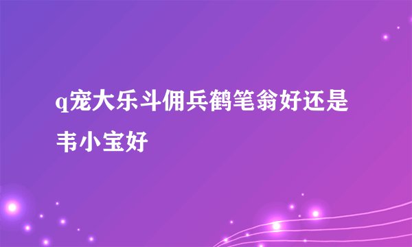 q宠大乐斗佣兵鹤笔翁好还是韦小宝好
