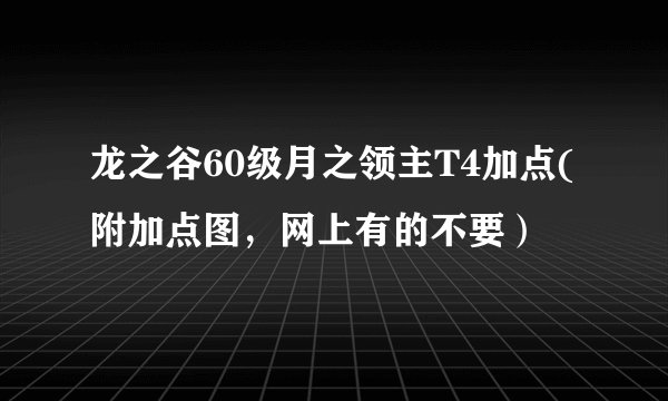 龙之谷60级月之领主T4加点(附加点图，网上有的不要）