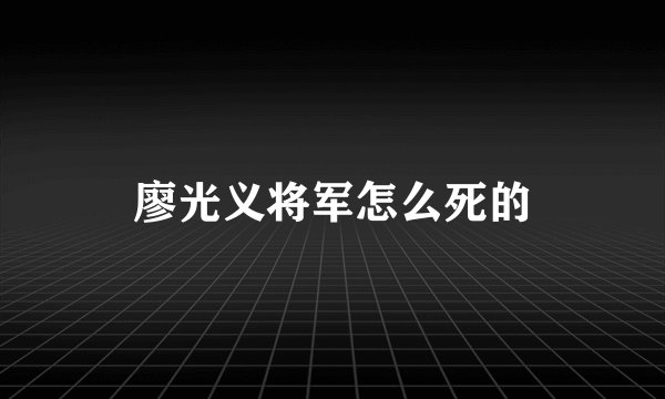 廖光义将军怎么死的