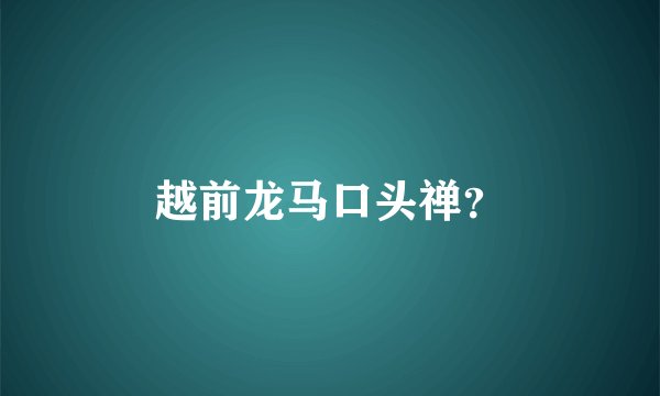 越前龙马口头禅？