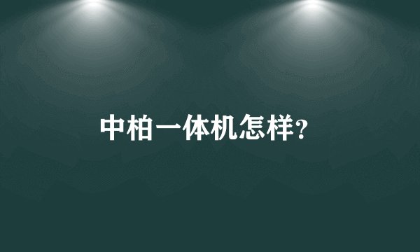 中柏一体机怎样？