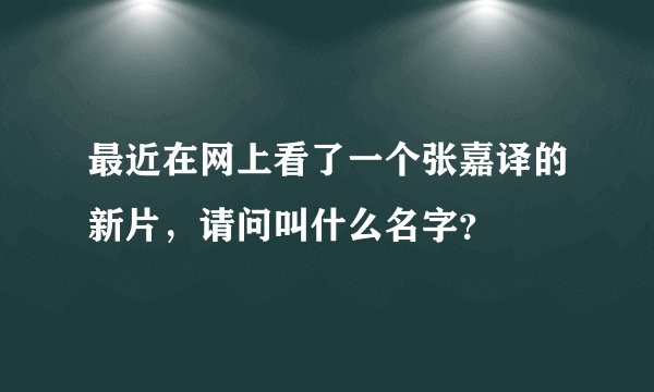 最近在网上看了一个张嘉译的新片，请问叫什么名字？