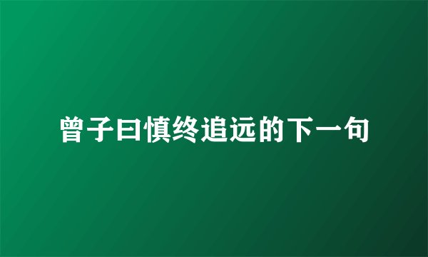 曾子曰慎终追远的下一句