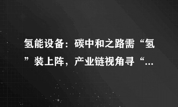 氢能设备:碳中和之路需“氢”装上阵,产业链视角寻“能”工巧匠