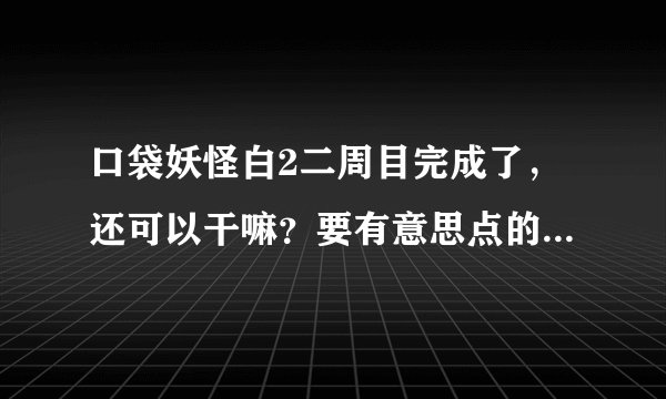 口袋妖怪白2二周目完成了，还可以干嘛？要有意思点的，不要老是什么打架的- -