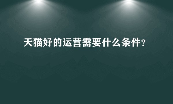 天猫好的运营需要什么条件？