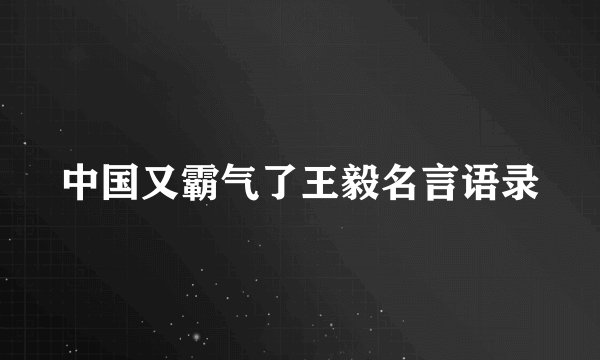 中国又霸气了王毅名言语录