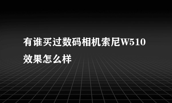 有谁买过数码相机索尼W510 效果怎么样