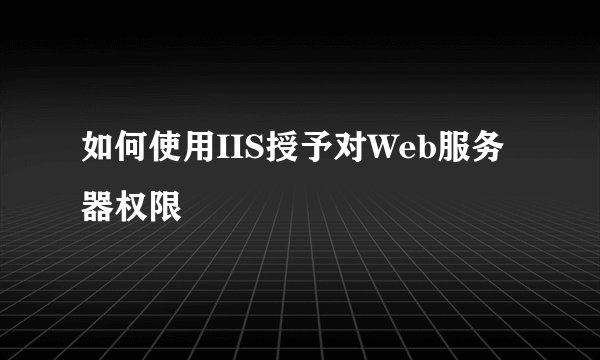 如何使用IIS授予对Web服务器权限