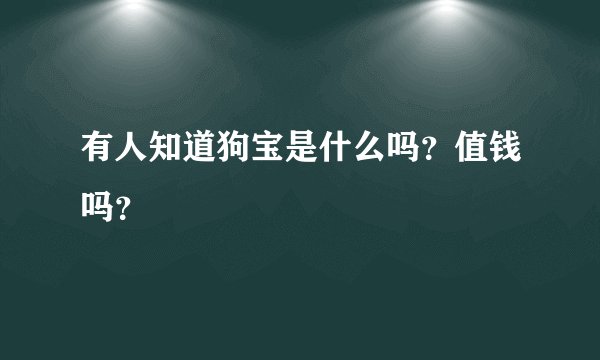 有人知道狗宝是什么吗？值钱吗？