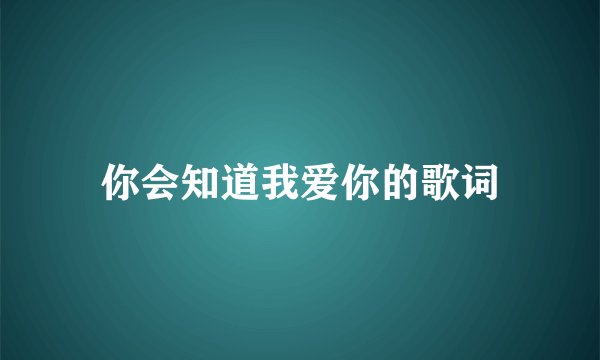 你会知道我爱你的歌词