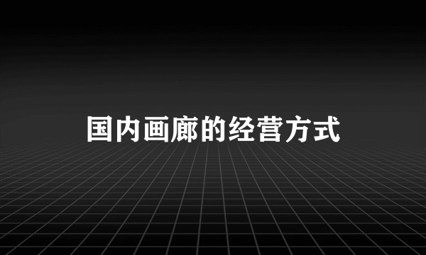 国内画廊的经营方式