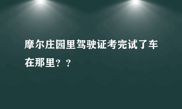 摩尔庄园里驾驶证考完试了车在那里？？