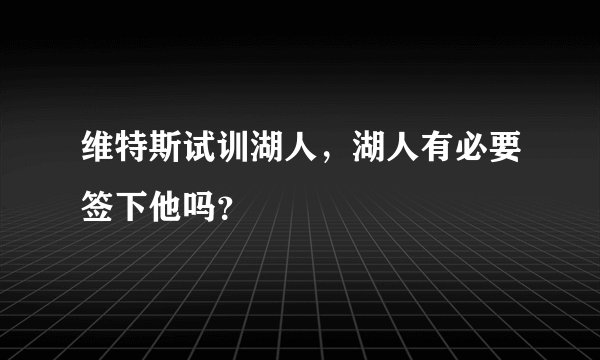 维特斯试训湖人，湖人有必要签下他吗？