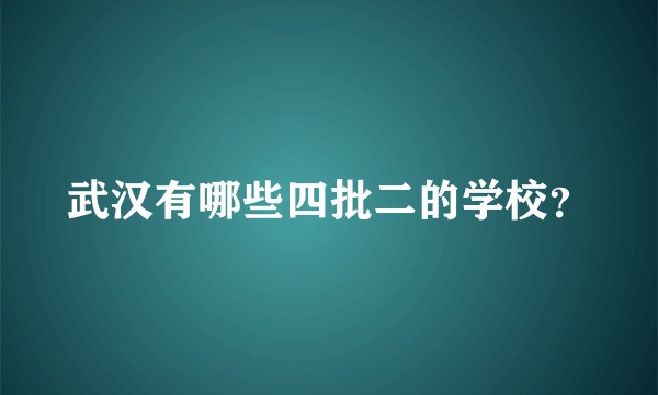 武汉有哪些四批二的学校？