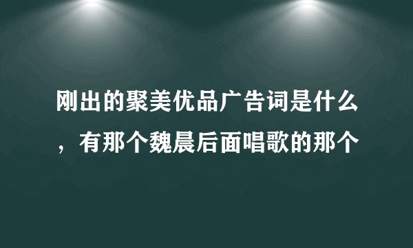刚出的聚美优品广告词是什么,有那个魏晨后面唱歌的那个
