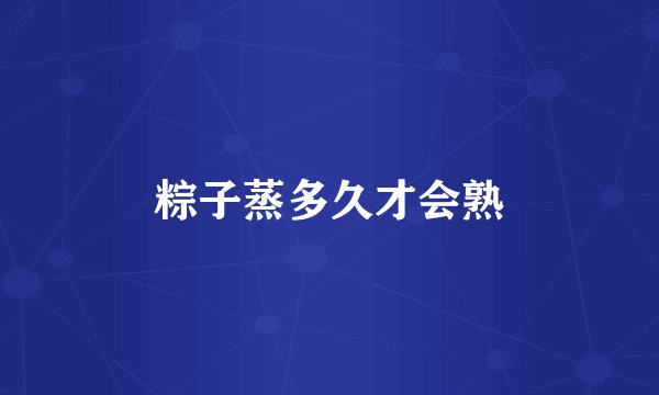粽子蒸多久才会熟