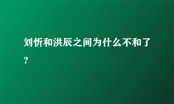 刘忻和洪辰之间为什么不和了？