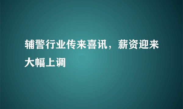 辅警行业传来喜讯,薪资迎来大幅上调