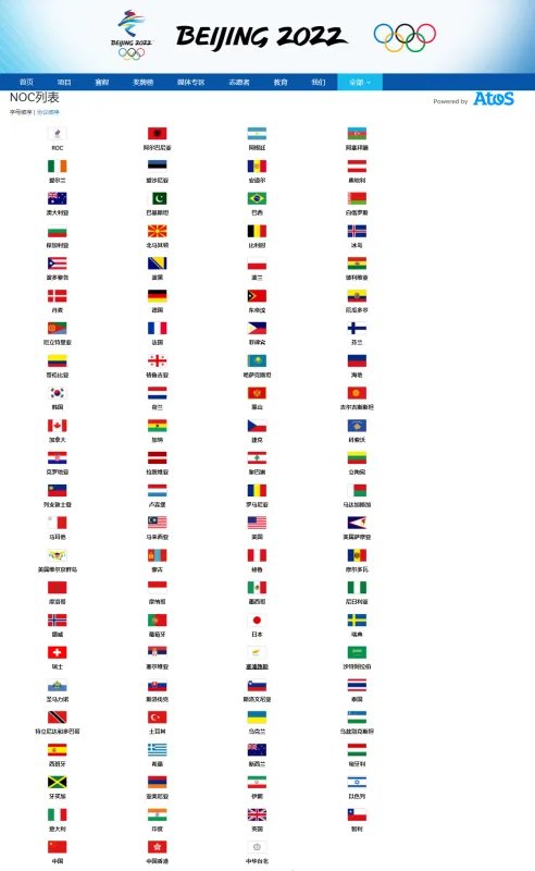 参加北京冬奥会的国家有哪些?