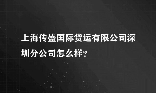 上海传盛国际货运有限公司深圳分公司怎么样?