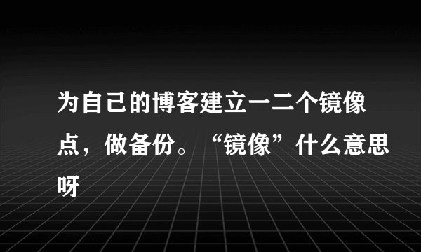 为自己的博客建立一二个镜像点，做备份。“镜像”什么意思呀