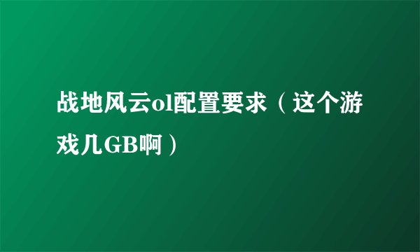 战地风云ol配置要求（这个游戏几GB啊）
