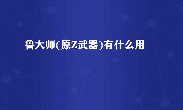 鲁大师(原Z武器)有什么用