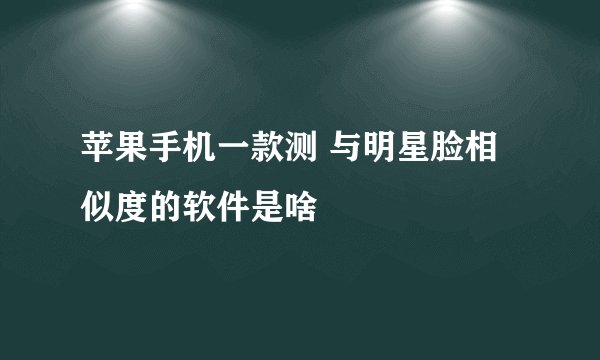 苹果手机一款测 与明星脸相似度的软件是啥